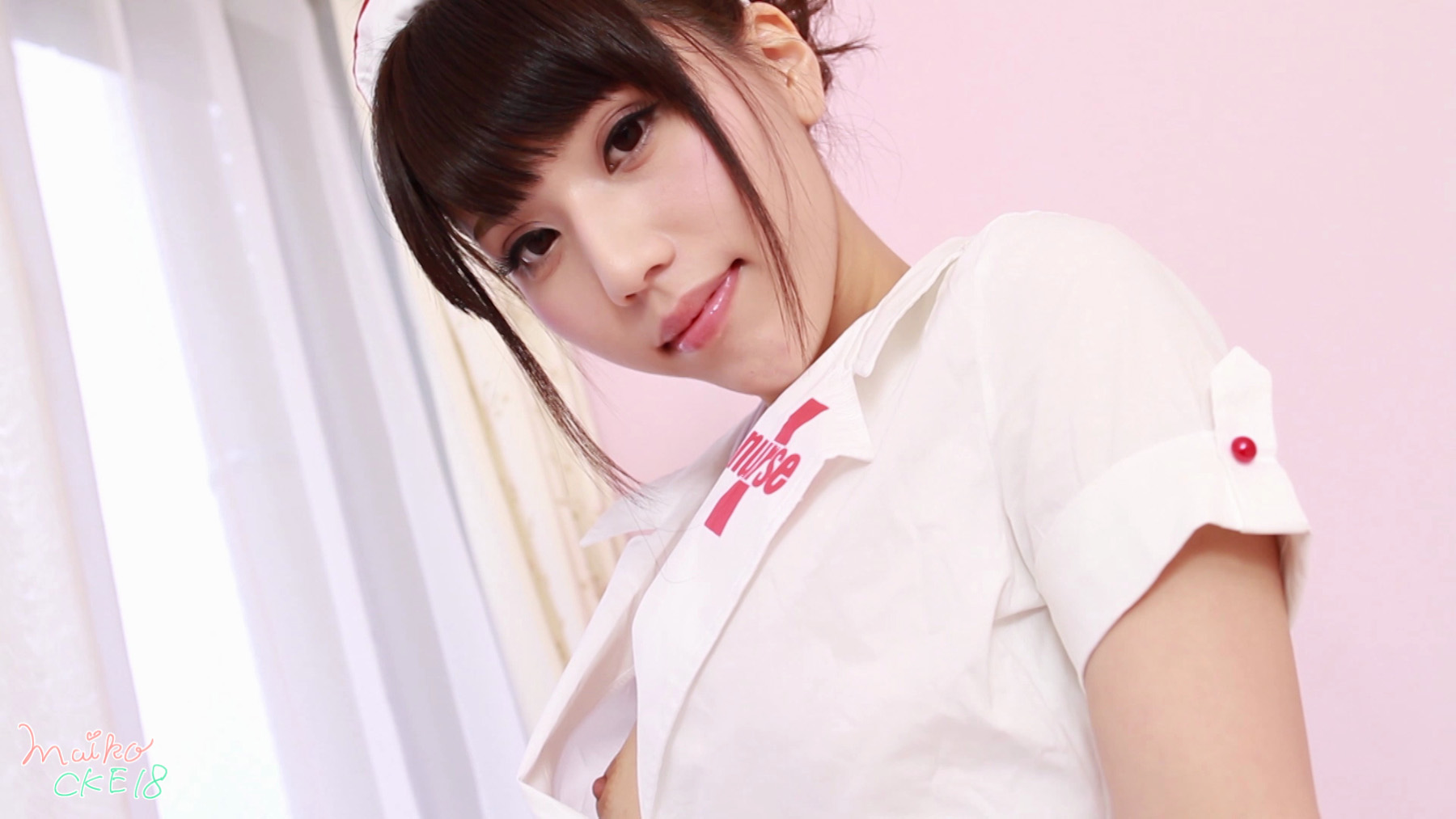 Japanese Cosplay Nurses - If you have a fetish for nurses or you are a Japanese cosplay fan, you will  absolutely love Maiko chan. She is wearing an open top and butterfly thong!